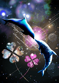 Happy Clover Space Dolphin