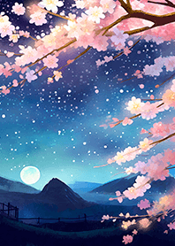 Beautiful night cherry blossoms#154