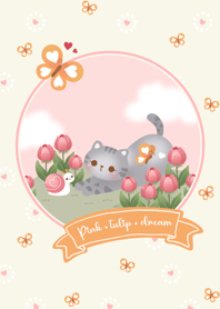 ทุ่งทิวลิปสีชมพูกับน้องข้าวสวย (สีเขียว)