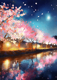Beautiful night cherry blossoms#2668