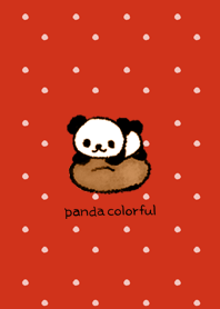 Panda colorful -- Red Polka dots