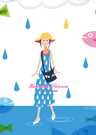 Fish and girls with rain+