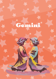 Gemini constellation on red & yellow