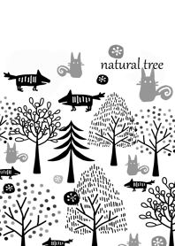 北欧モノクロの動物の森