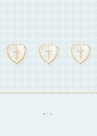 Cross with heart - Dusty Blue .
