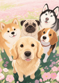 Love Pretty Dog Gang in Pink field