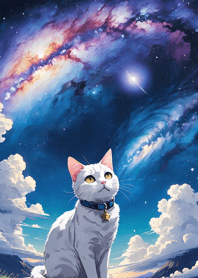 夜の月と星の猫 020861