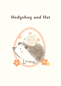 Hedgehog and Hat -cream rabbit- orange