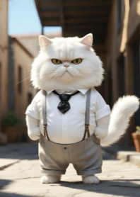 クールな白いシャツを着たかわいい猫