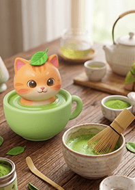 Orange Cat : With matcha 3
