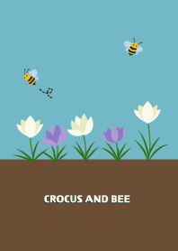 Crocus and bee / brown x blue2