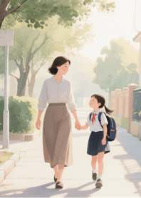 Walking to School with Mom