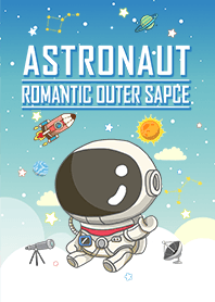 misty cat-Outer space astronaut blue2