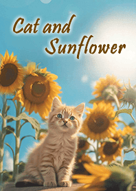 Cat and Sunflower - Money luck UP