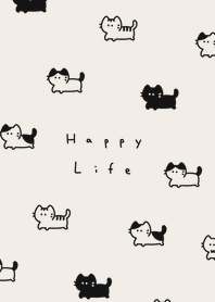 Long Cat pattern/beige black