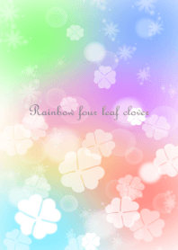 Happy Rainbow four leaf clover