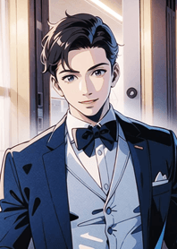 横暴なCEOスーツを着たハンサムな男