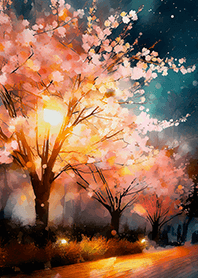 Beautiful night cherry blossoms#1105