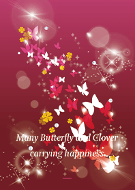 Pink : Lucky butterfly & clover