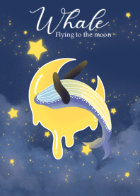 Whale flying to the moon