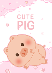 misty cat-cute pig Cherry blossoms pink