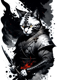Ink wash cat samurai bAaCF8