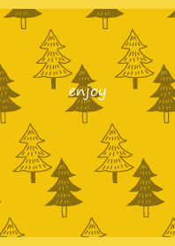 Fir trees on yellow