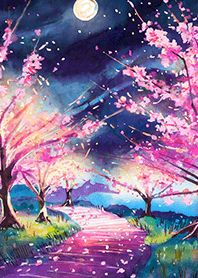 Beautiful night cherry blossoms#2414