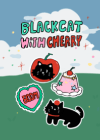 Black cat with cherry