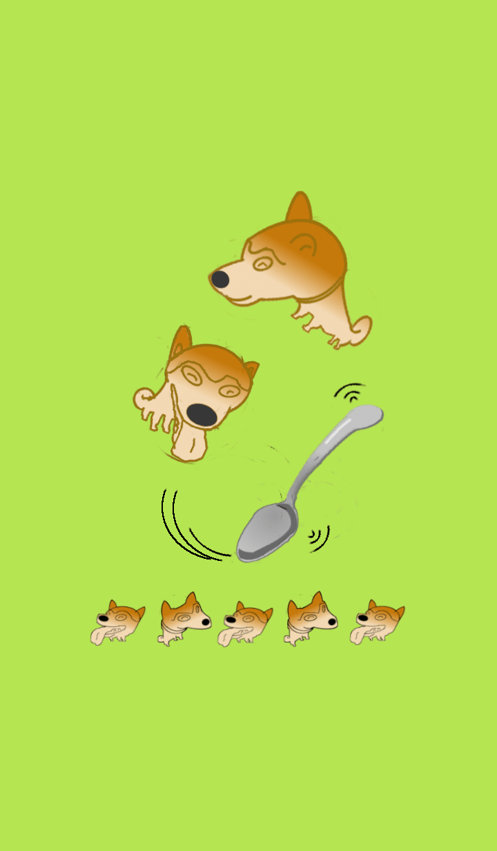 It is a dog with a spoon