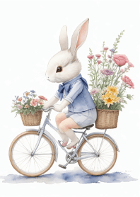 กระต่ายมอบดอกไม้แสนสวย