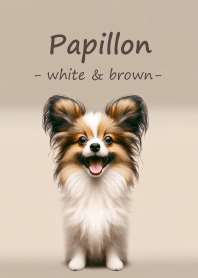 癒しわんこのパピヨン（白ブラウン）