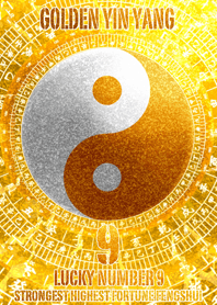 Golden Yin Yang Lucky number 9