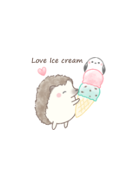 Hedgehog and Shimaenaga-ice cream- wh