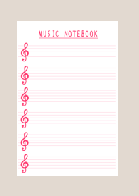 RED COLOR MUSICAL NOTES-BEIGE