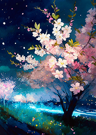 Beautiful night cherry blossoms#1727