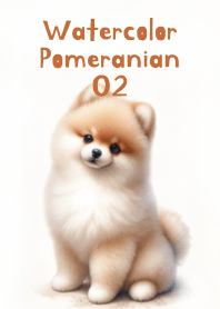 Watercolor Anjing Pomeranian Lucu 02