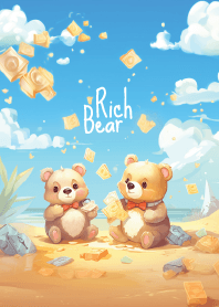 น้องหมีเล่นเงินริมชายหาด