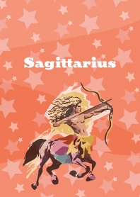 sagittarius constellation on red&yellowJ