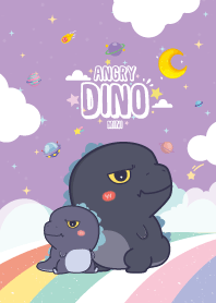 Angry Dino Sky Rainbow Purple