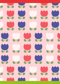 Retro three color tulips on red