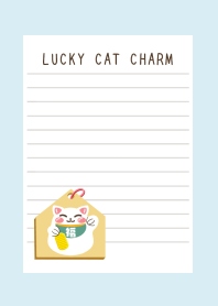 LUCKY CAT CHARM NOTEBOOKj-LIGHT BLUE-YEL