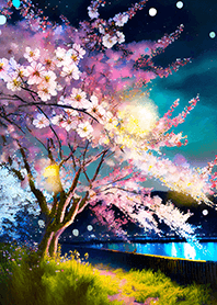 Beautiful night cherry blossoms#718