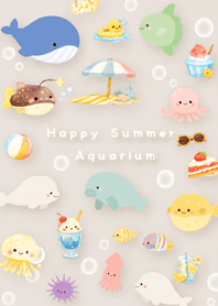 beige Happy Summer Aquarium