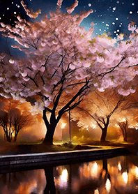 Beautiful night cherry blossoms#1784