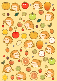 いイラスト-果物が大好きなハリネズミ1.1