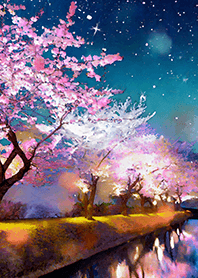 Beautiful night cherry blossoms#1492