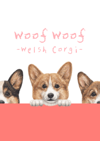 Woof Woof - Welsh Corgi 01 - WHITE/RED