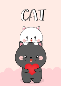 Cute White Cat & Black Cat