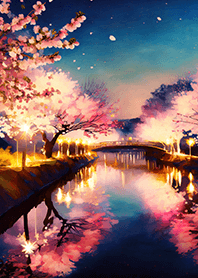 Beautiful night cherry blossoms#427